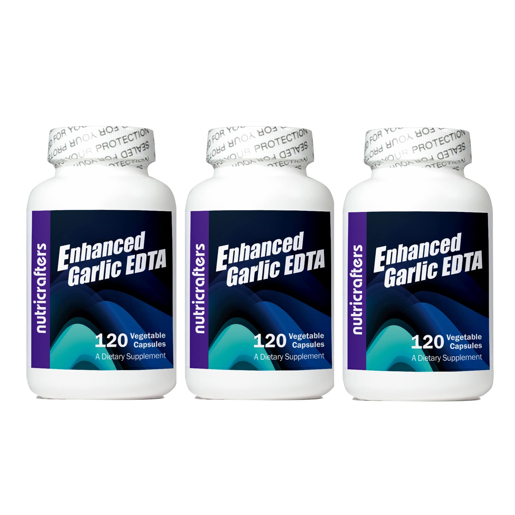 Enhanced Garlic EDTA 120 Capsules - 3 Pack - 1000mg High Potency Calcium Disodium EDTA Formula - Proprietary Blend Free - No Magnesium Sterate - 1,000mg per Day -3 Bottles of 120 Capsules