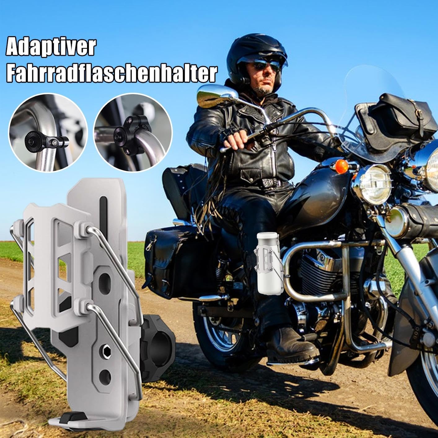 Uchwyt Na Bidon Rowerowy Adaptacyjny Automatyczny Zacisk Na Bidon | Kierownicowy Uchwyt Na Napój Dla Dorosłych Mężczyzn, Motocyklistów, Skuterów, Rowerów Szosowych I Górskich Oraz