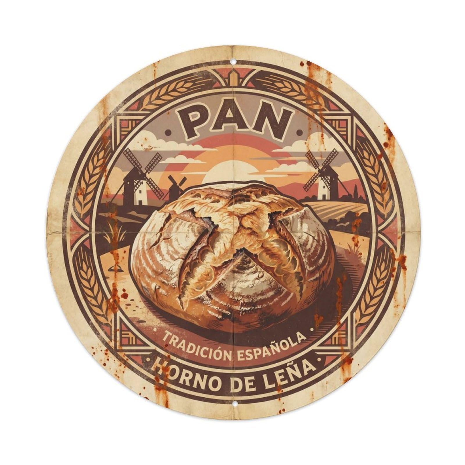 Food Culture Spanish Bread Baker Shop Silkscreen Travel Metal Tin Sign
