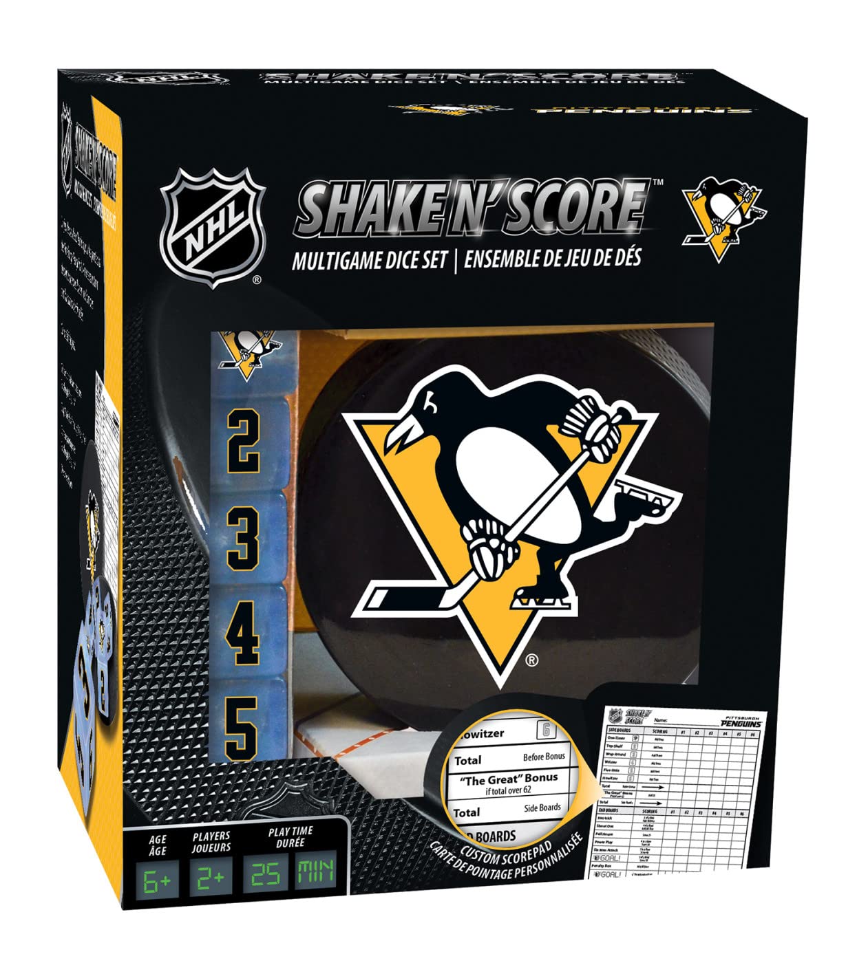 MasterPieces NHL Pittsburgh Penguins Shake N' Score Travel Dice Game