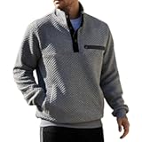 Mens Sweatshirt Fashion Stand Collar Button Pullover Sweatshirts with Pockets