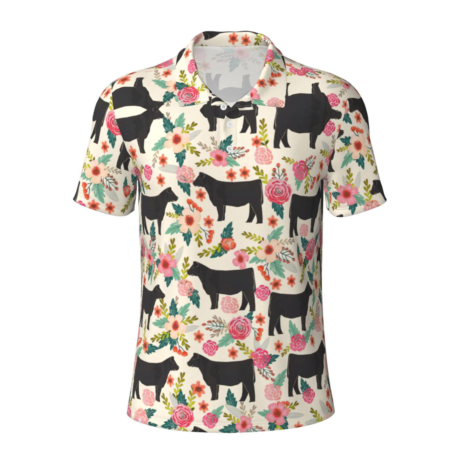 Polo à manches courtes pour homme imprimé vache décontracté léger - 8