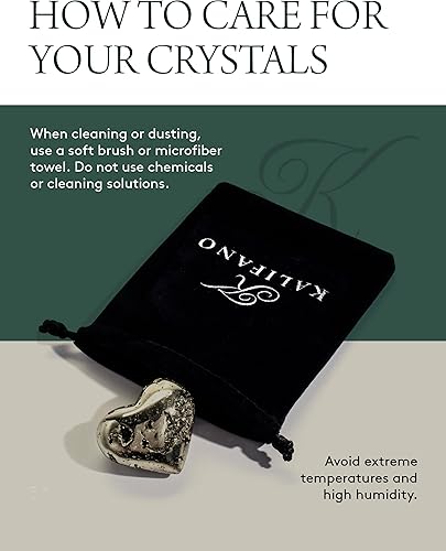 Miniatura 5 de KALIFANO Clúster de corazón de pirita  Piedra pirita de hierro de alta energía con propiedades curativas (tarjeta de información), tallado de