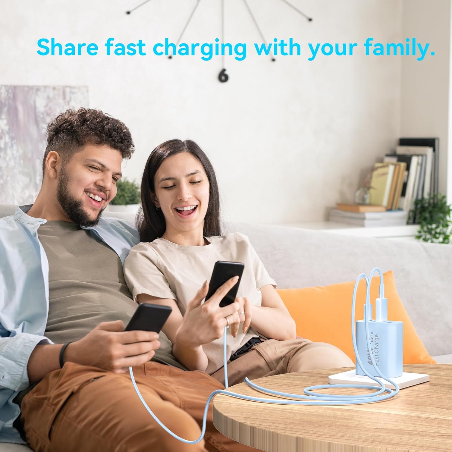 USB C Wall Charger Block, 2Pack 40W 4-Port C Charger Fast Charging Block PD Power Adapter +QC 3.0 USB A Wall Plug Multiport Type C Box Cube for i Phone 15/14/13/12/11 Pro Max, pad, Galaxy, Blue