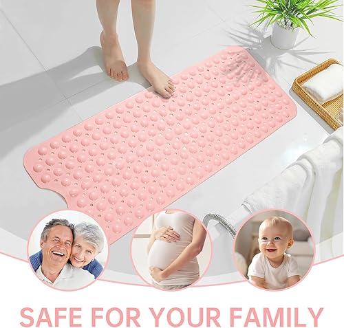 Miniatura 7 de Tree Bud - Tapetes de bañera antideslizantes para bañera de 39 x 16 pulgadas, tapete de ducha extra largo, tapete de baño lavable a máquina, sin BPA