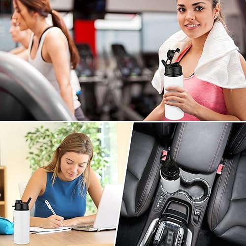 Miniatura 6 de Shellwei 10 botellas de agua de aluminio de 17 onzas reutilizables con tapas a presión, botella de agua de metal, ligera, portátil, botella de agua