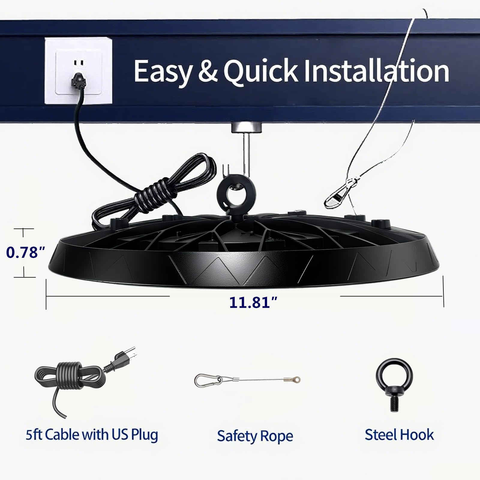 4 Pack UFO LED High Bay Light 150W Plug Play LED Shop Light 6500K Daylight 15000 LM Waterproof — view 5