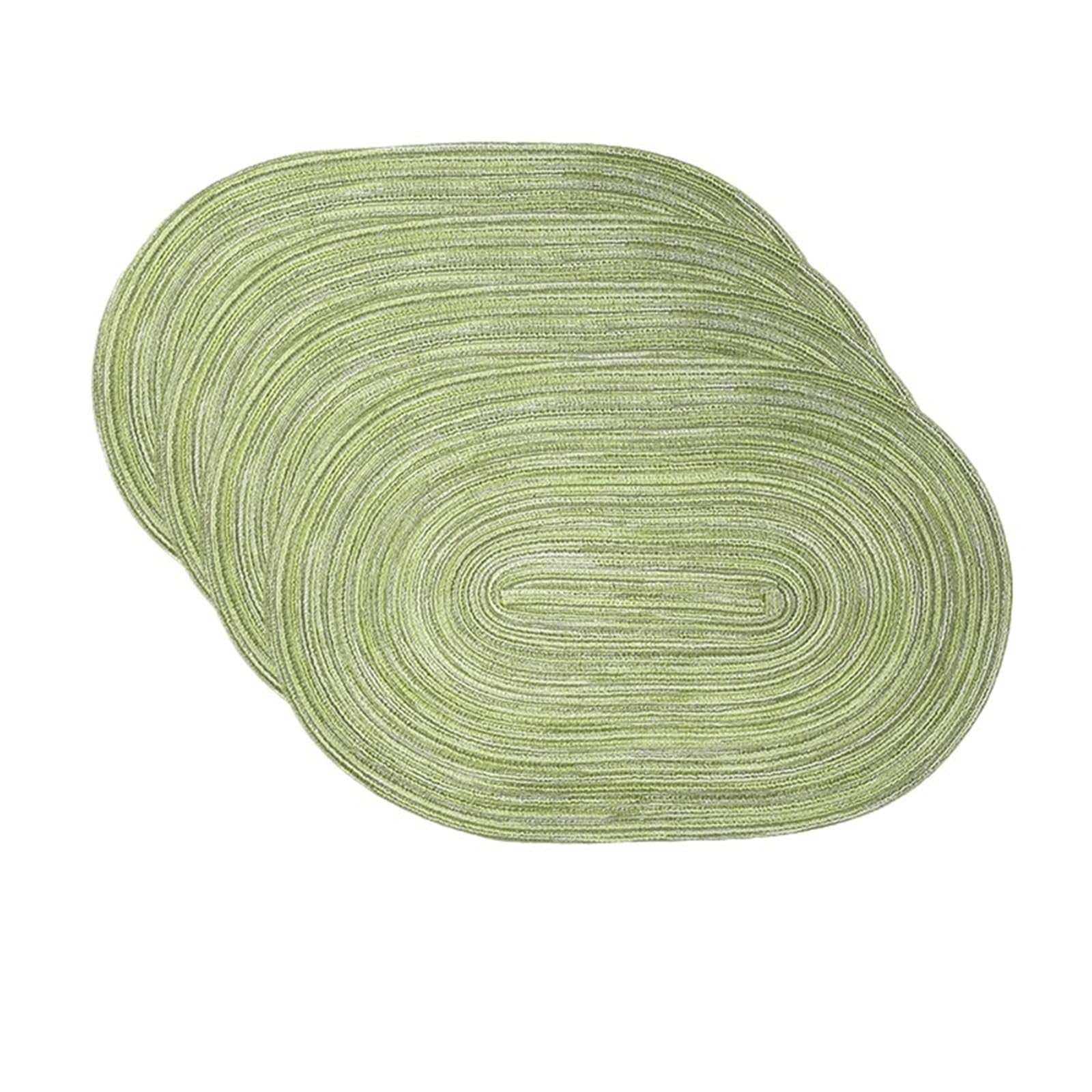 Oval Table Mats Beige Oval Placemats Set Of 4,Place Mat Washable Table Mats For Kitchen Dining(Green)