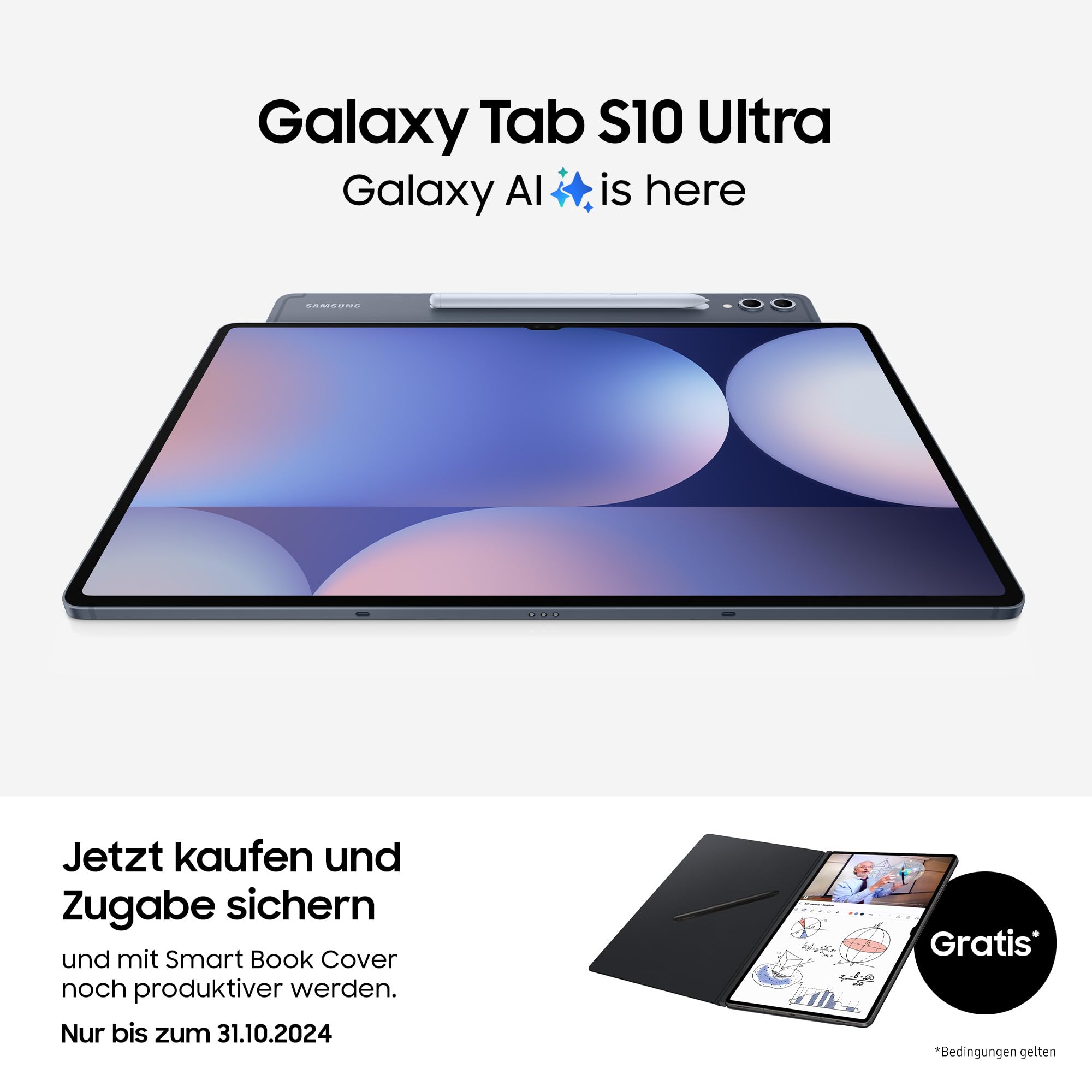 Samsung Galaxy Tab S10 Ultra AI Tablet, Android Tablet, 12 GB RAM, 256 GB di memoria, display AMOLED, rivestimento antiriflesso, incl. S Pen 5G, Moonstone Gray, 36 mesi di garanzia