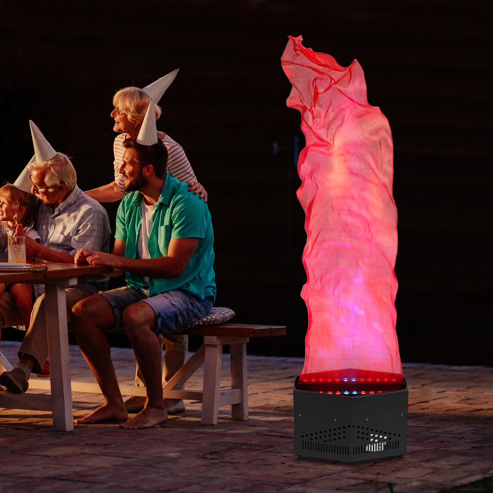 Fake Fire Flame Light, 6FT Flame Lamp Stage Lights 24 LED (20 Red + 4 Blue), Artificial Simulated Fire Atmosphere Lamp for Stage DJ Party Christmas Campfire Party Decoration, 130W