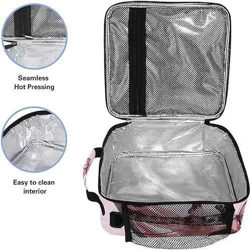 Miniatura 3 de Nander Bolsa de almuerzo rosa con diseño de mariposa y tacón alto para niñas y niños, bolsa de almuerzo aislada con correa para el hombro para la