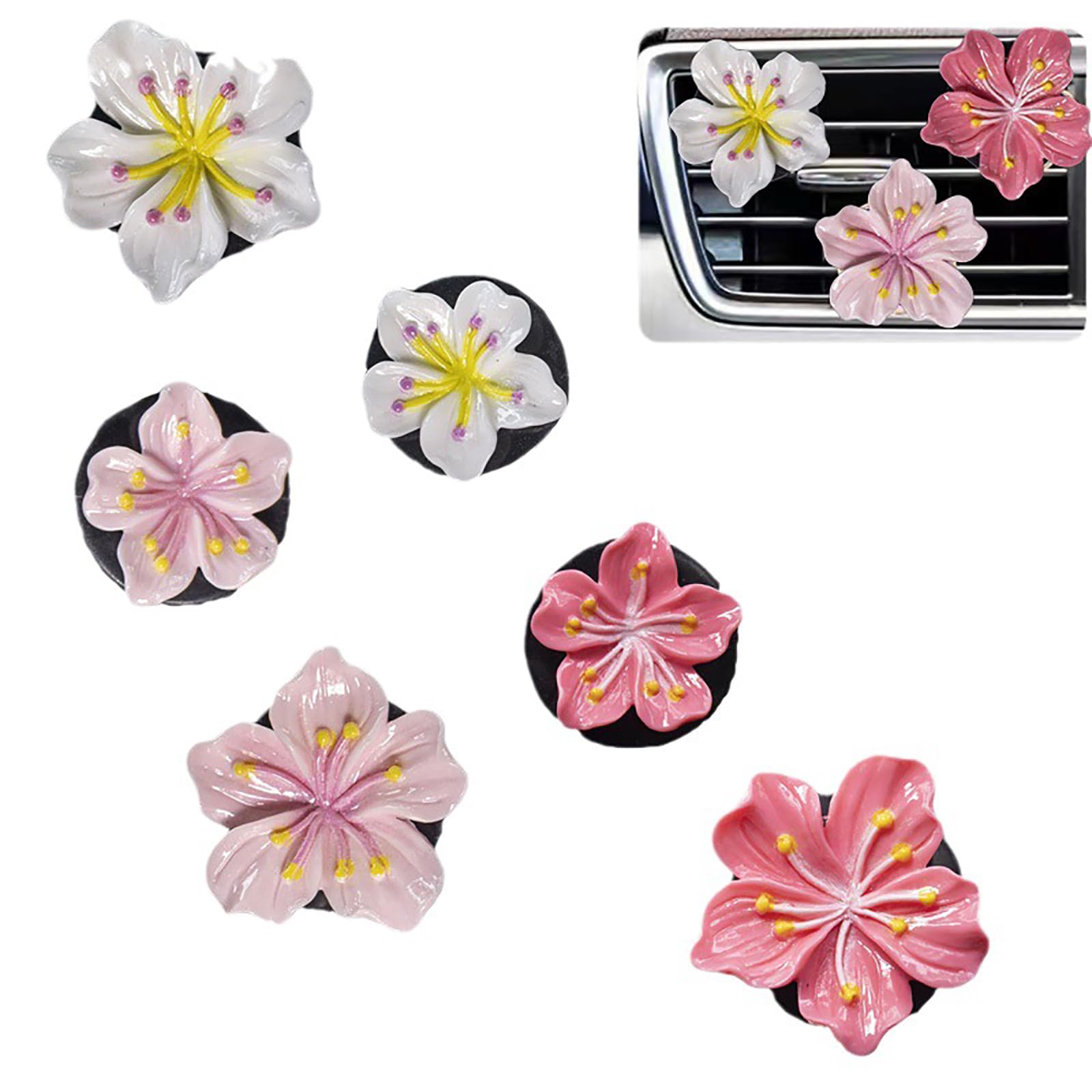 6 Pcs Daisy Flower Air Vent Clip Accessories Air Conditioning Outlet Clip Car Air Freshener Dashboard Accessories Charm Car Inter Decor