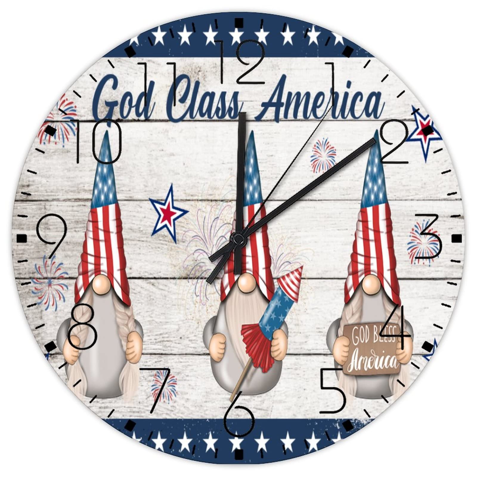 Horloge murale en bois de 38 cm gnomes américains cadeau pour école