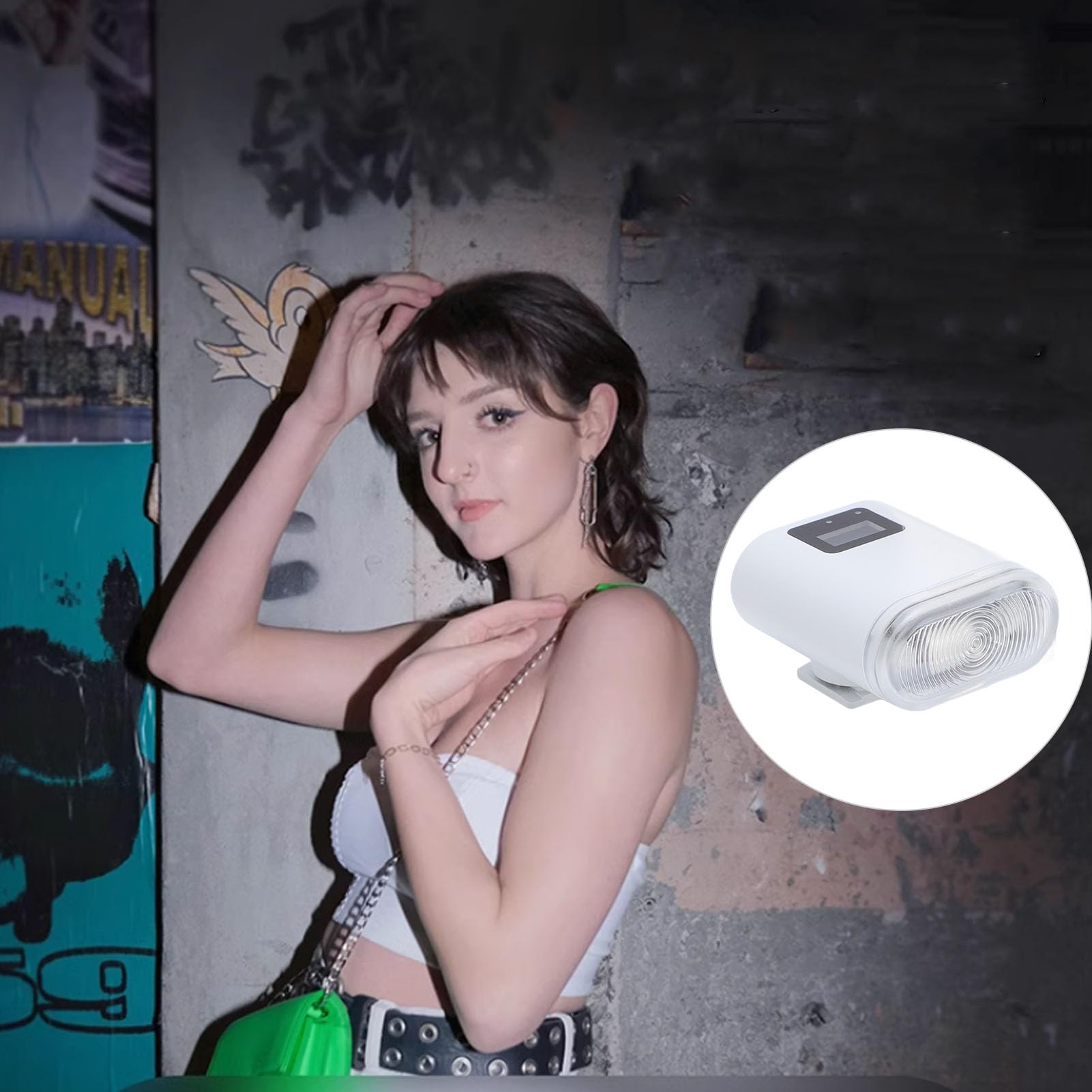 Camera Flash with Universal Hot Shoe Mount, Rechargeable 5600K Brightness Portable Flash Built in Screen, 8 Levels Brightness Adjustment 3.7V Camera Flash for Travel Photography