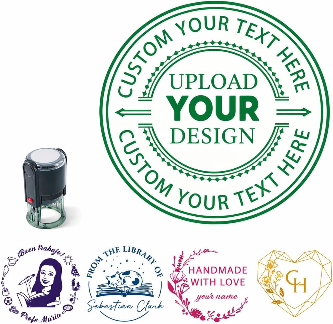 Personal Custom Stamp Logo,Self-Lnking Signature Personalized Logo Stamps for Signing Name,Rubber Stamps for Business,Return Address Stamp - 9 Colors, 4 Sizes — image 1