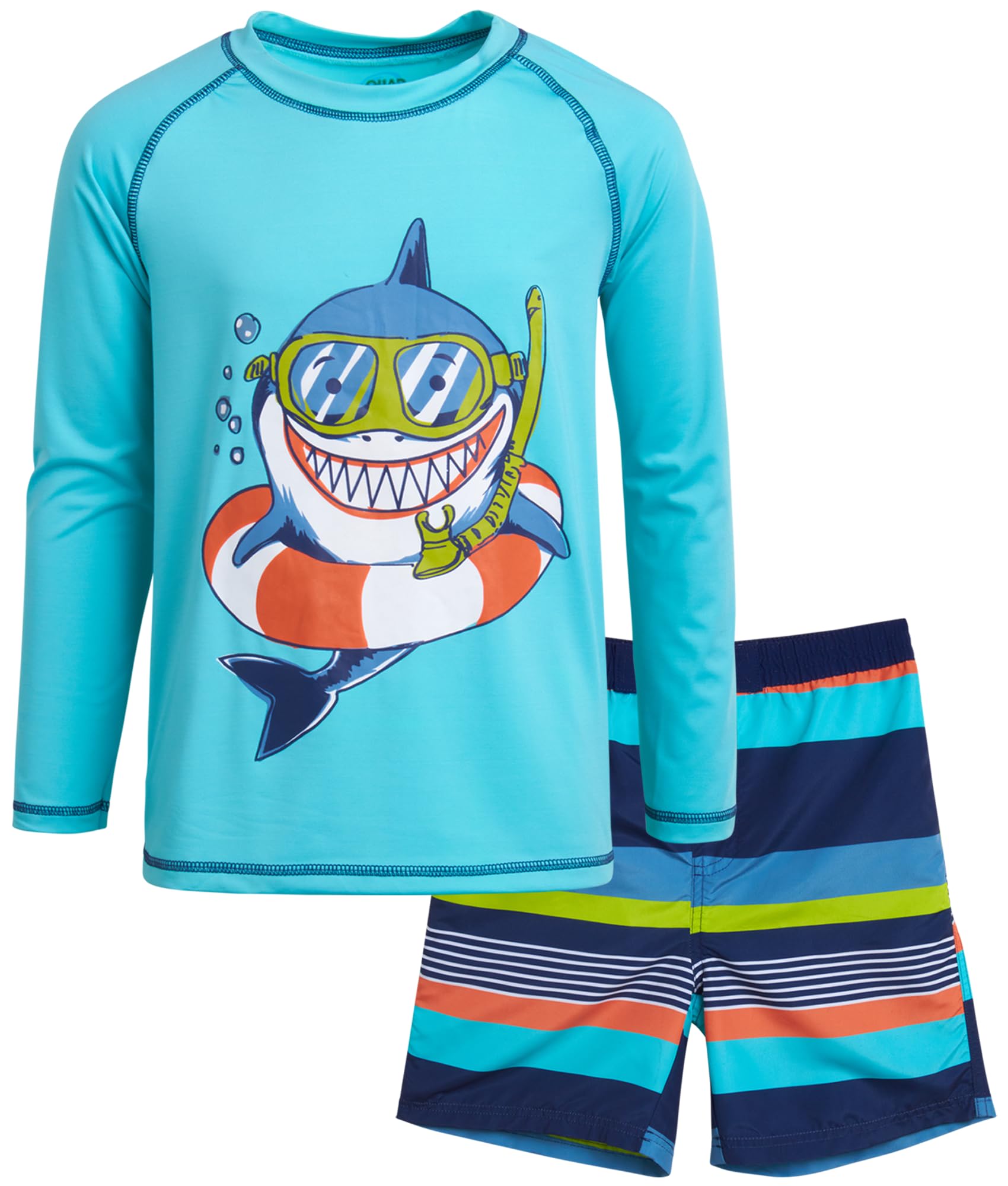Boys' Rash Guard Set - 2 Piece Rash Guard Sun Protection Swim Trunks and Swim Shirt - Boys' Swimwear Set (4-12)