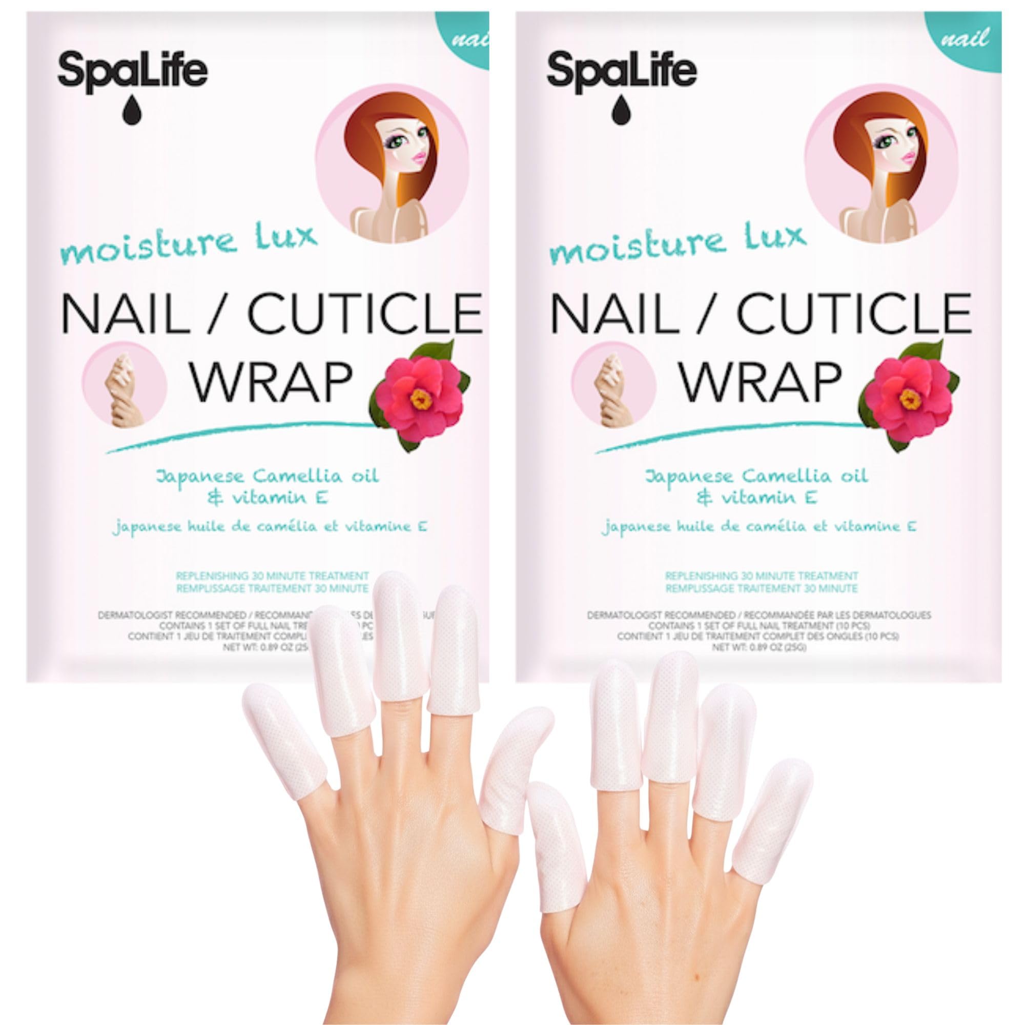 SpaLife Japanese Camellia Oil & Vitamin E Nail Cuticle Wrap 6-Pack (60 Count) - Moisturizing Nail Masks, Dermatologist Recommended, Hydrating Cuticle Repair Mask for Brittle Nails, Nail Spa Treatment