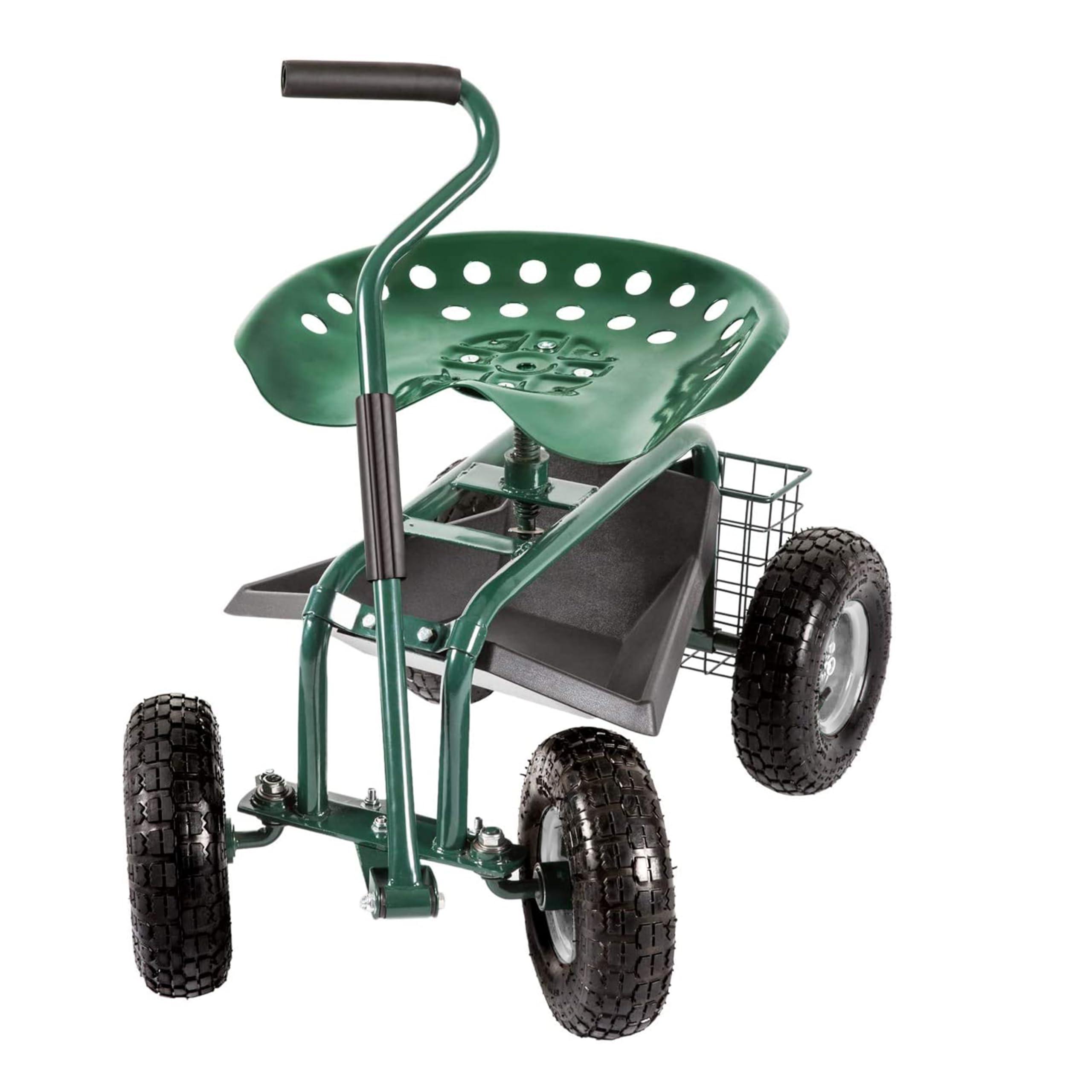 AXI AG22 Asiento de Jardin con Ruedas en Verde | Taburete de Jardinero con Caja de Almacenamiento | Carro de jardineria metalico con Carga MAX. 150 kg.