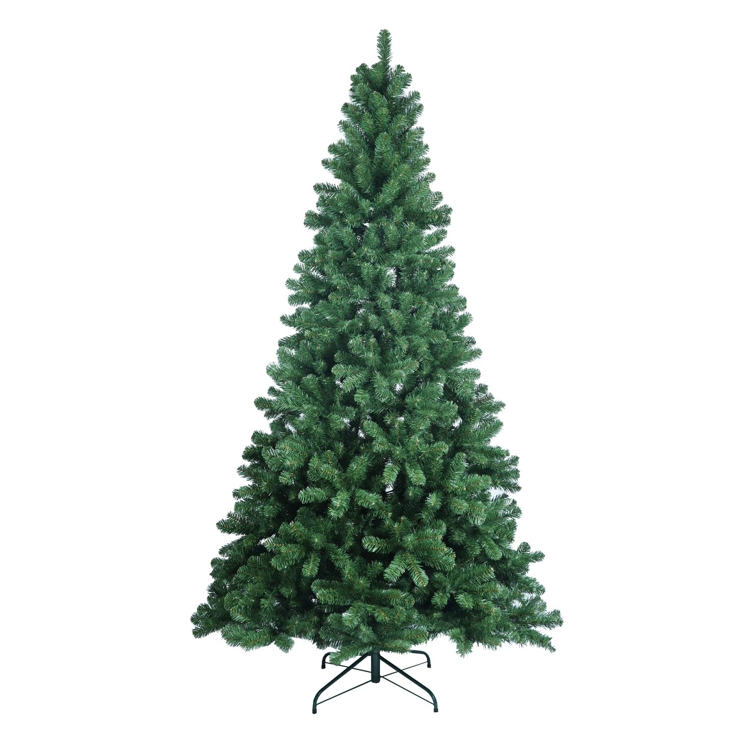 CVHfhjTG christmas tree, Unlit Artificial Green Fir Wood PVC with Branch Tips, with Foldable Metal Stand for Home, Office, Carnival(7.5FT)