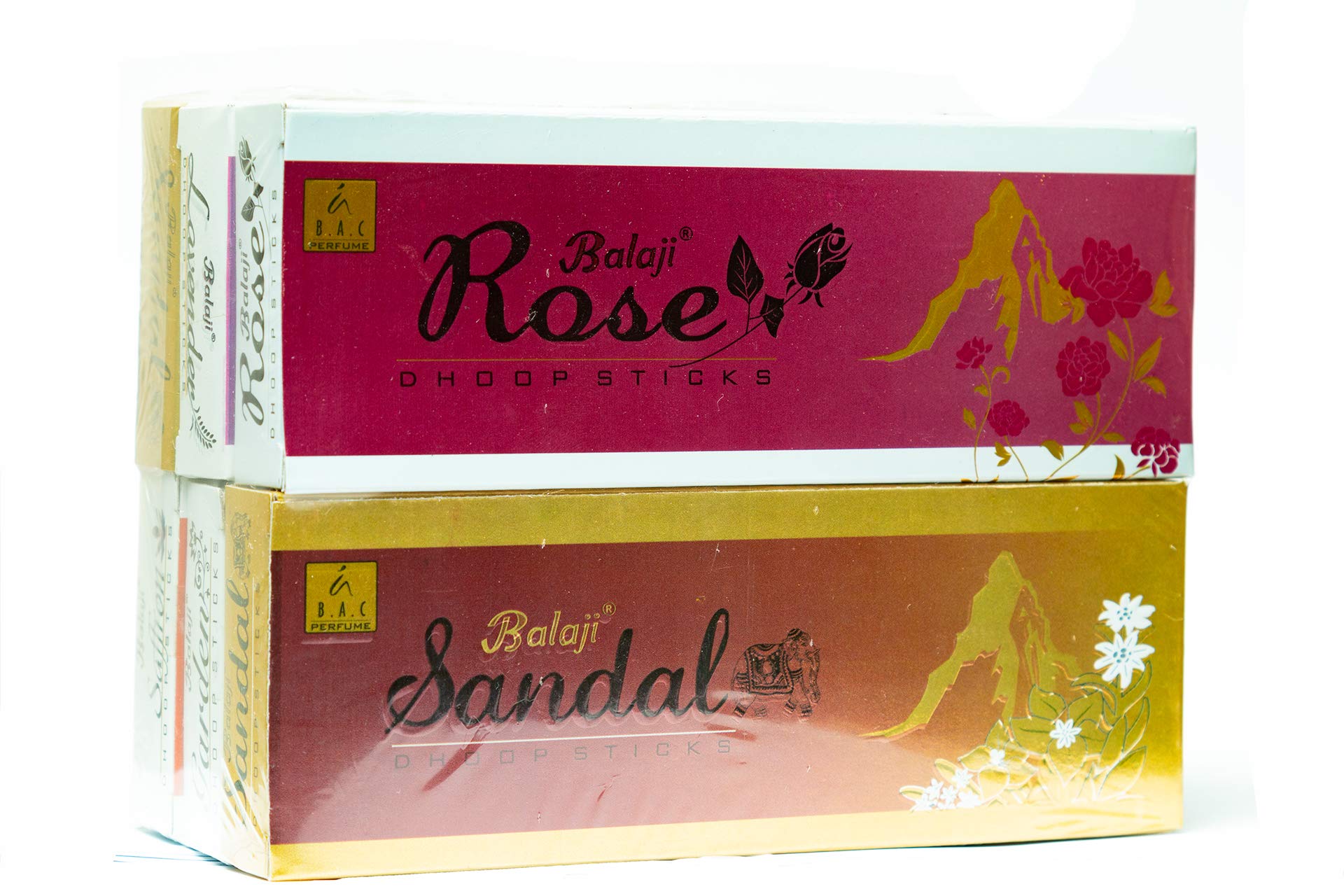 BALAJI Assorted Premium Dhoop Pack of 6 - Sandal, Rose, Lavender, Saffron, Garden - BAC Perfume
