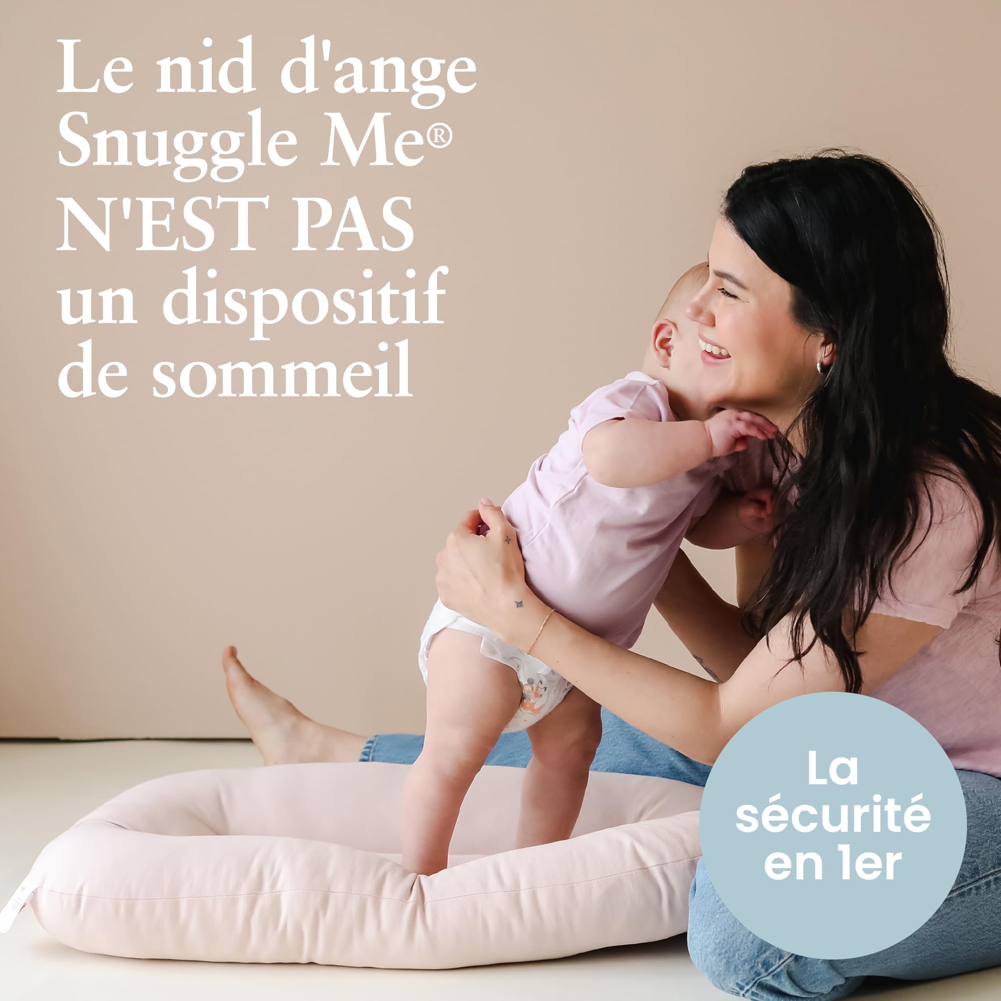 snuggle me® Nid d'ange Bébé (0-9 Mois) - Centre Non rembourré imitant Un câlin - Coton Biologique Haut de Gamme avec Rembourrage en Fibres, 100% Lavable en Machine, Sac de Voyage Inclus (Honey)