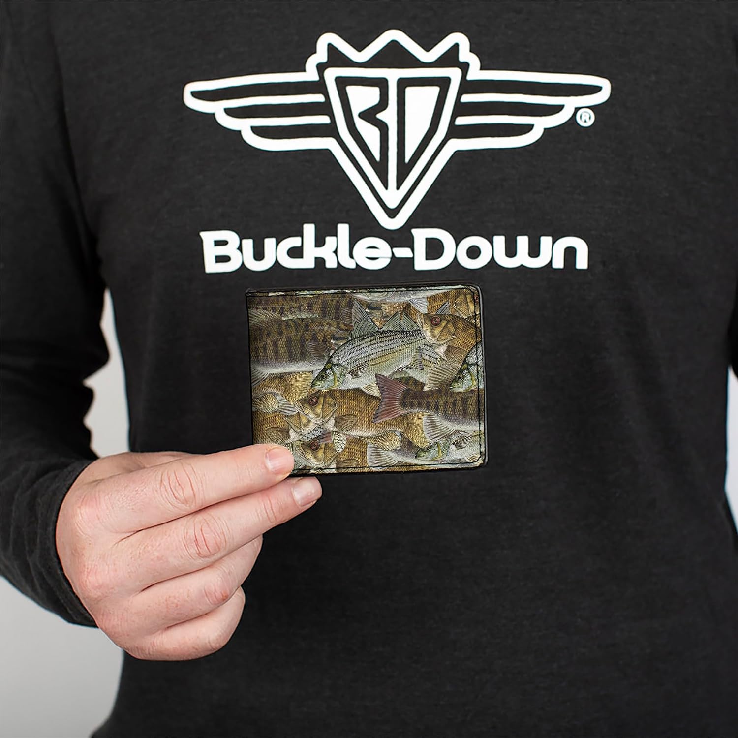 Buckle-Down Men's Standard Bifold Wallet Fish, 4.0" x 3.5"