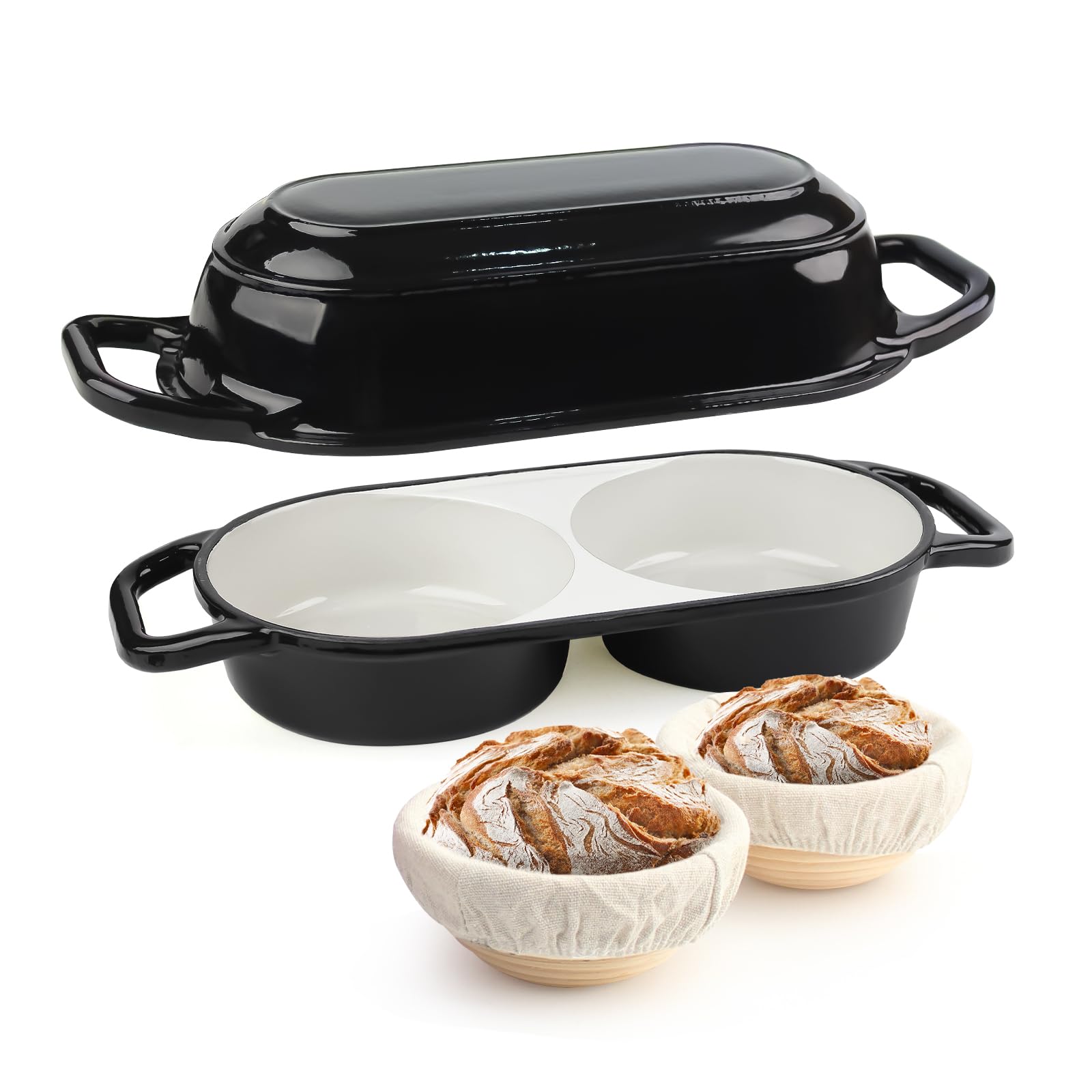 Photo 1 of YONILL Mini Double Dutch Oven with Lid for Sourdough Bread Baking (Black)