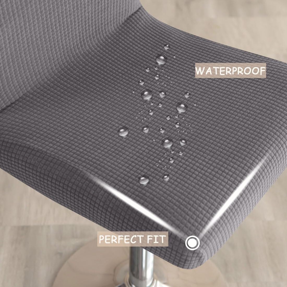 Funda for Taburete de Bar con Respaldo, Impermeable, elástica, for Silla Alta de Bar, Lavable, giratoria, for Comedor(Gris Foncé,Lot de 4)