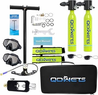 Mini Scuba Tank with Dot Certified Reusable Diving Tank Kit 0.5L Capacity Mini Scuba Diving Tanks That Support 6-10 Minutes of Underwater Breathing Dive Portable Lungs for Diving (Green)