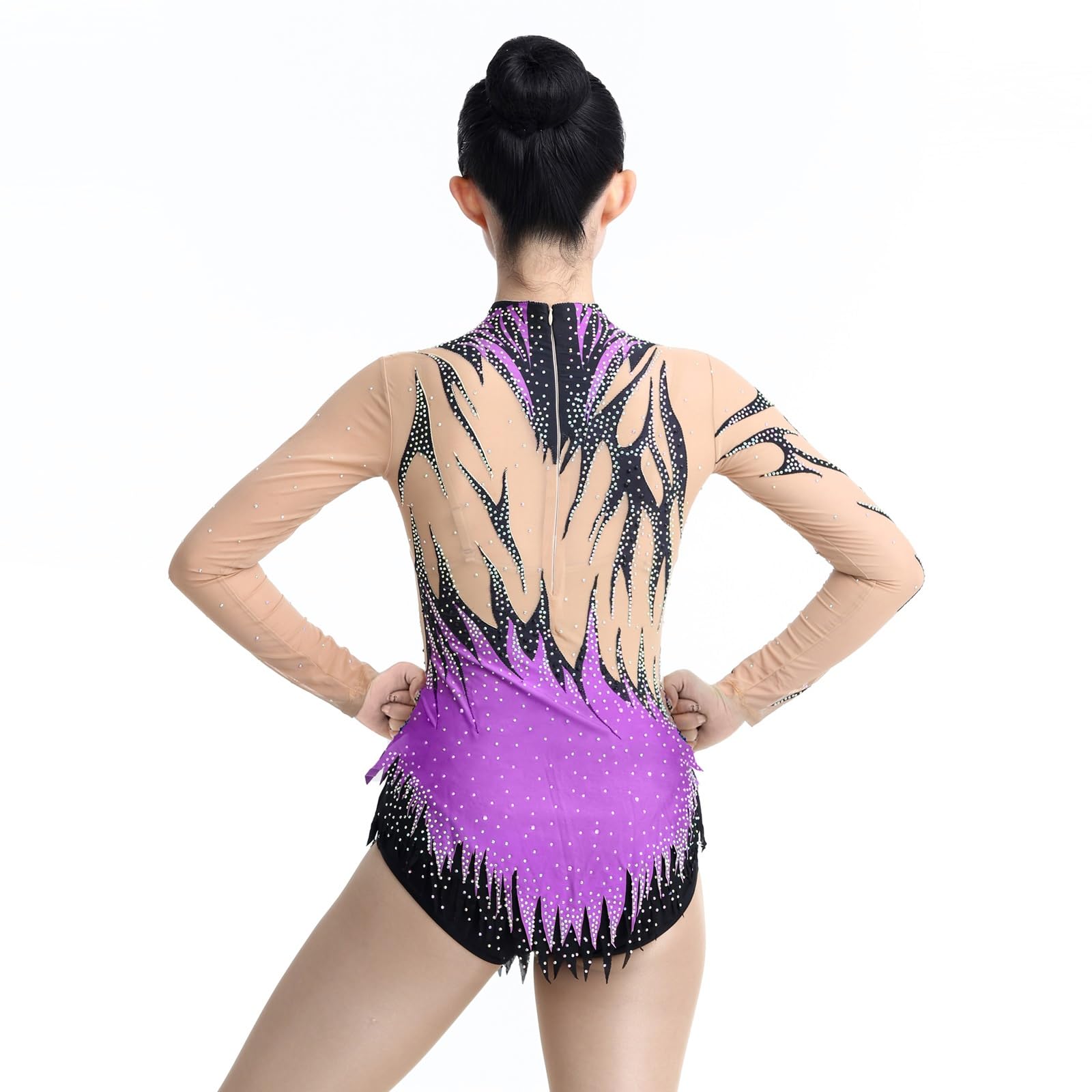Maillot De Gimnasia Rítmica for Niñas Y Mujeres, Traje De Gimnasia De Manga Larga For Práctica Y Competición
