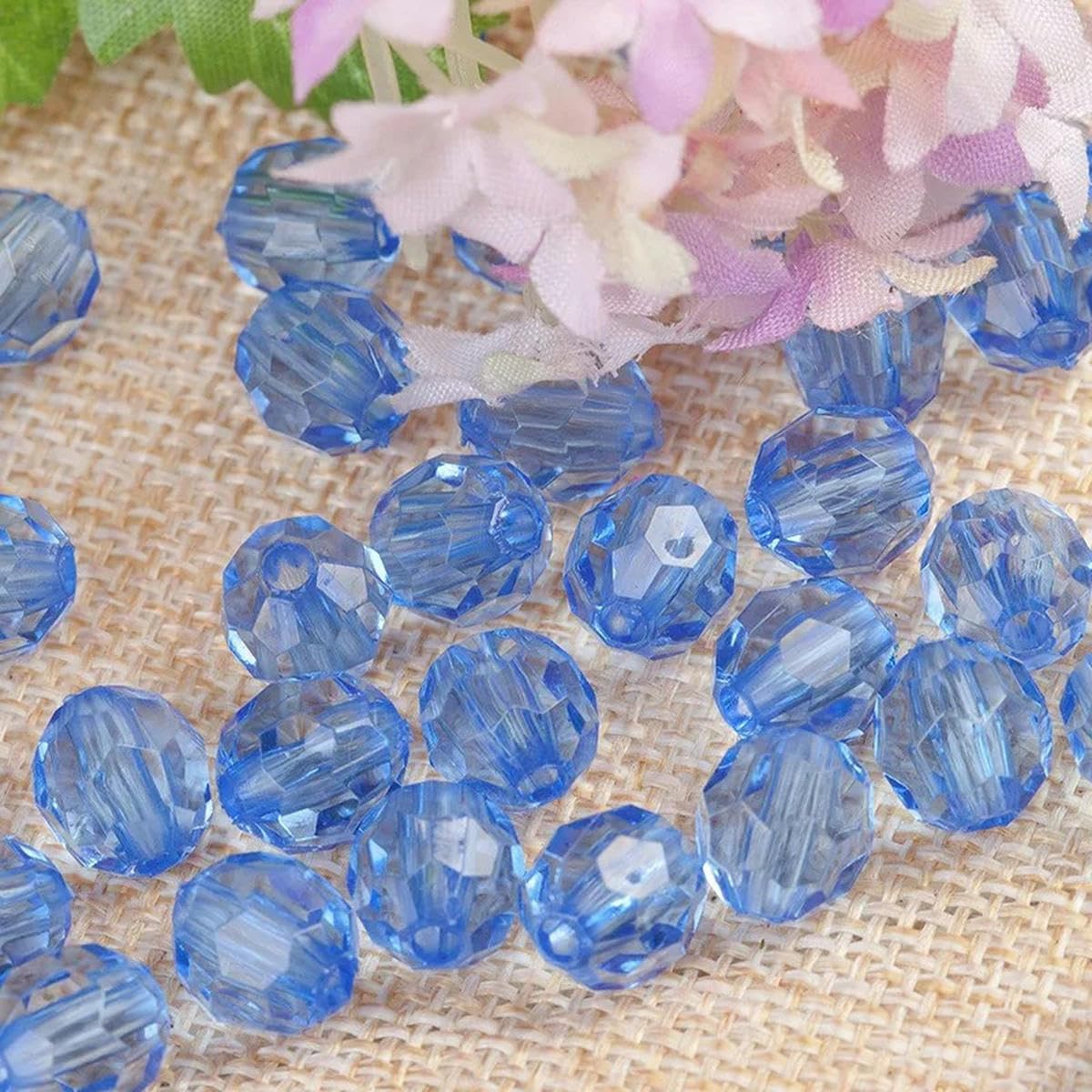 500 g, 6-14 mm, cuentas en ángulo transparentes, 32 secciones, cuentas de cristal de imitación acrílicas sueltas, cuentas para ramo de bricolaje, 9 frutas verdes, 10 mm