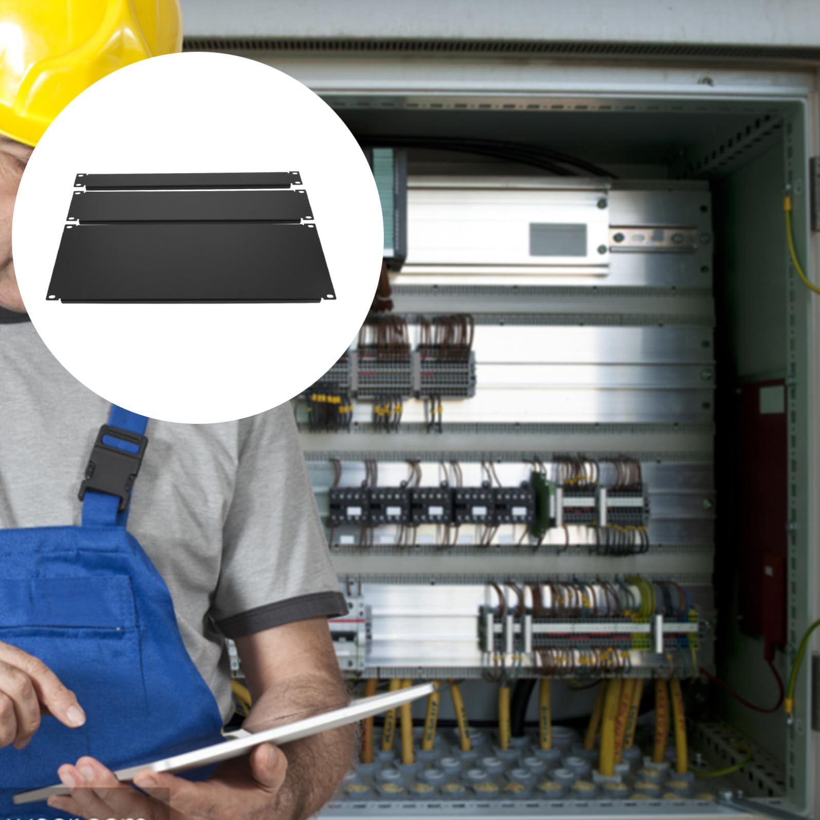 KALLORY 3 Pezzi Piatti di Copertura in Metallo Nero per Armadi Rack 1u 2u Taglie, Resistente All'usura e Facile da Usare, Copertura per Montaggio in Sala Macchine