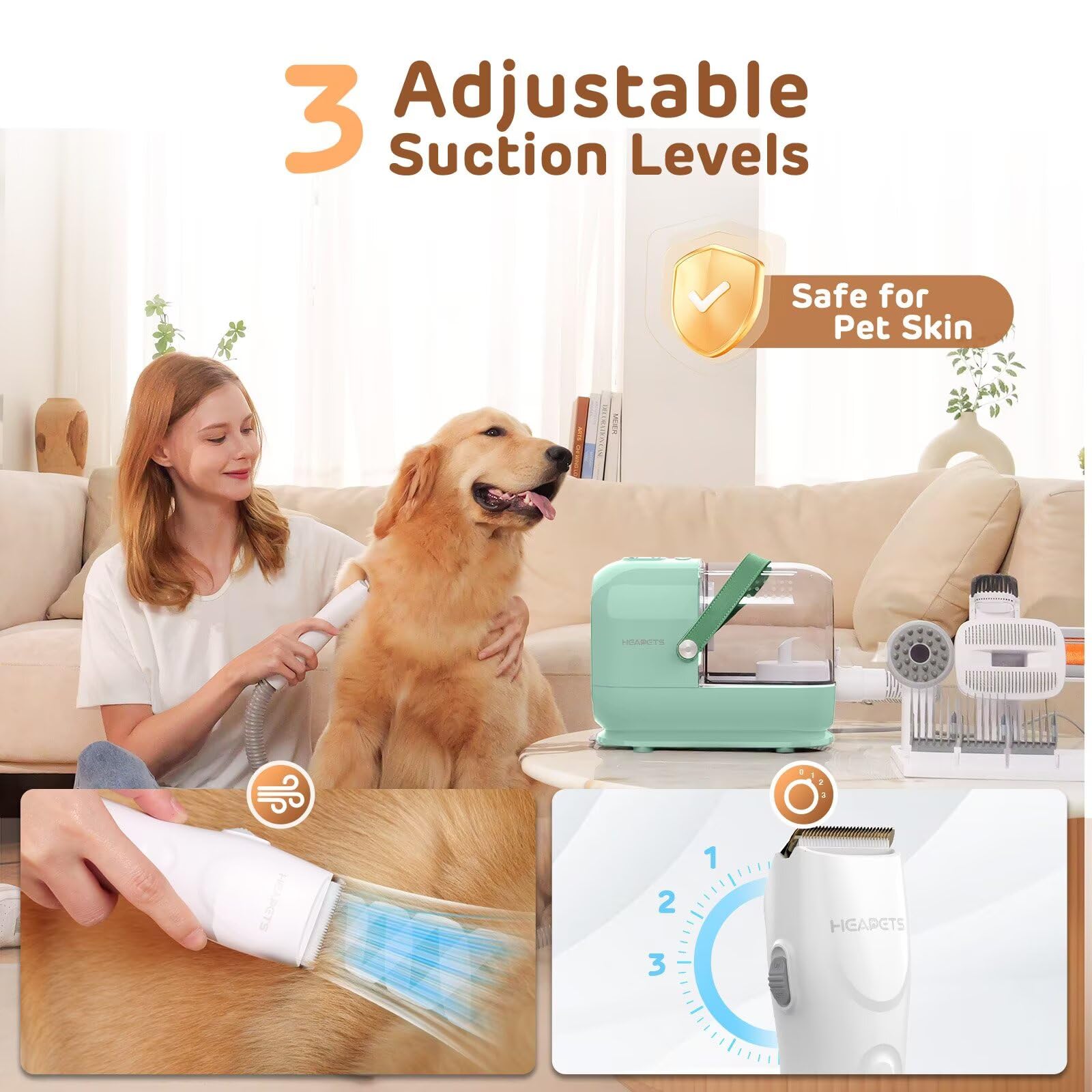 HEAPETS Dog Grooming Vacuum - Shed Less, Groom More -2