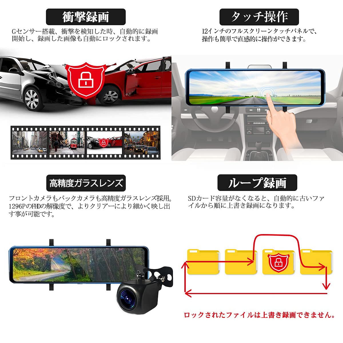 ドライブレコーダー 200万画素 高画質 ミラー型 「DVR-R21S.A」 Amazon.co.jp: .A「DVR-R21S/SD128」NISSAN互換性あり社外品 リーフ