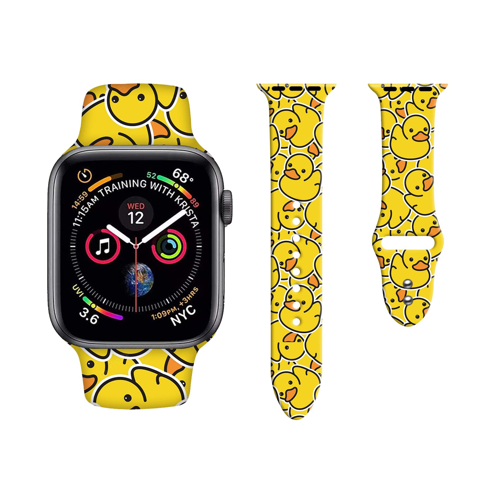 Cute Pattern Watch Bands Compatible with Apple Watch 38mm 40mm 42mm 45mm, Adjustable Wristbands Soft Silicone Replacement Strap for iWatch Series 7 6 5 4 3 2 1 SE