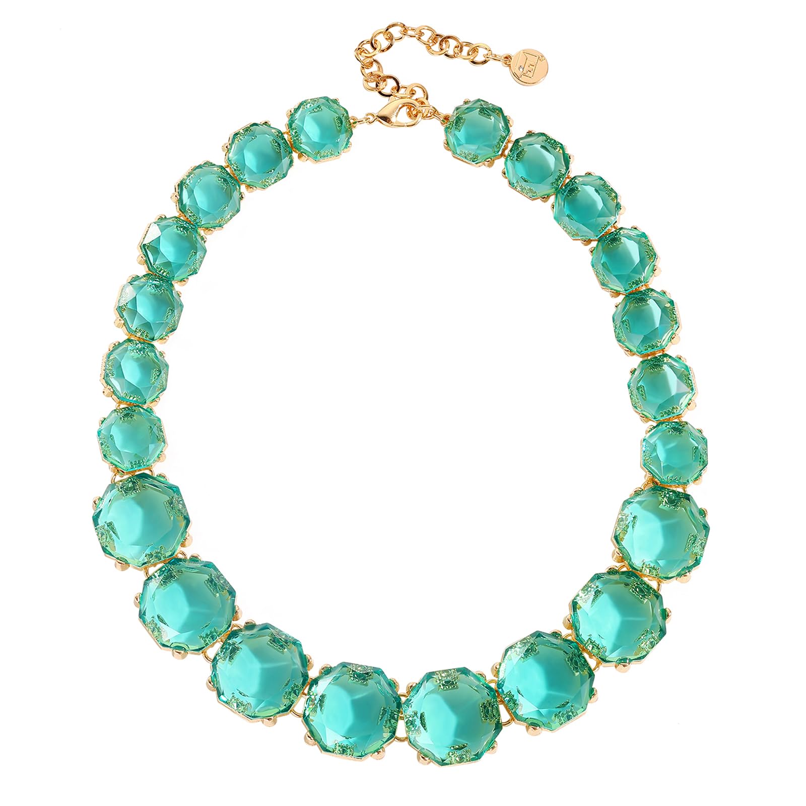 Firstmeet Vintage Resin Rhinestone Necklace Exquisitely cutted Elegant Crystal Collar for Women