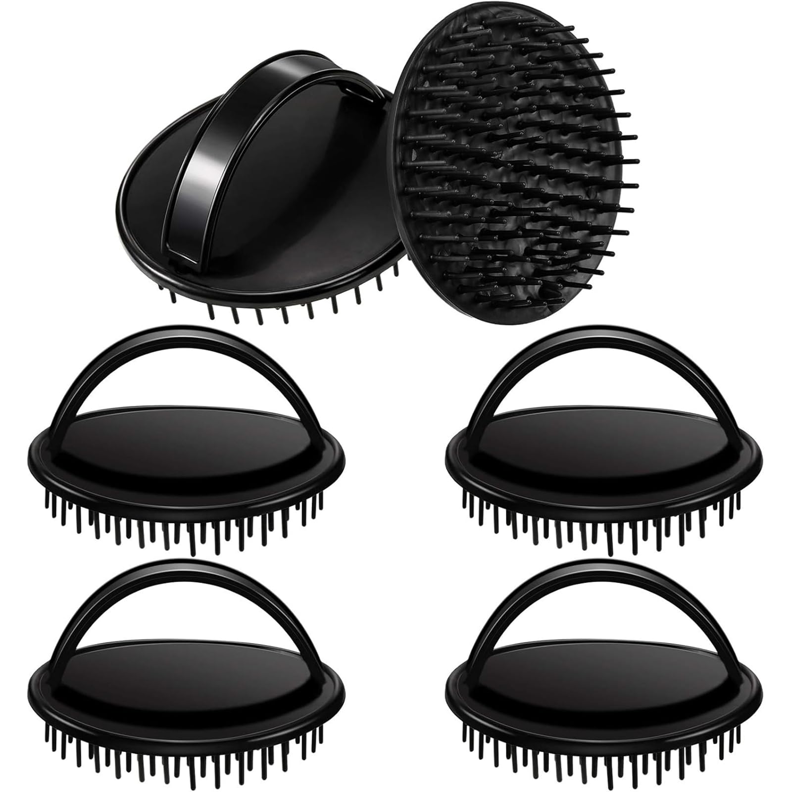 Geiserailie 6 Pcs Hair Scalp Scrubber Massager Brush Dandruff Cleaning Shower Shampoo Exfoliator Brush for Women Men Home Travel Pets(Black)