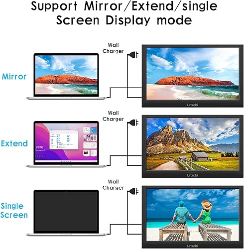 Miniatura 4 de Monitor VGA portátil de 13.3 pulgadas, HD 1366 x 768P, pantalla TFT HDMI VGA, portátil, pantalla externa para juegos con altavoces y soporte,