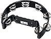 XDrum Hand Tambourine Half Moon Shape (Tambourine 16 Pairs of Chrome-Plated Steel Jingles Plastic) Black