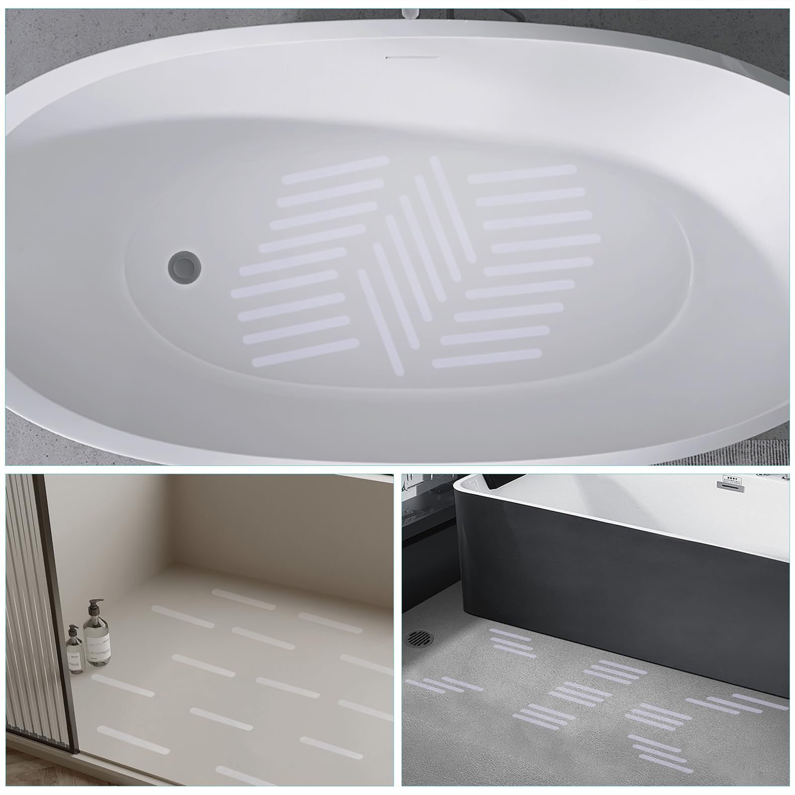 24 Stück Sicherheits-Badewannenstreifen, selbstklebend, rutschfeste Badewannen-Aufkleber, rutschfeste Duschaufkleber, Sicherheits-Klebestreifen für Heimwerker, Treppen, Boden (transparent)