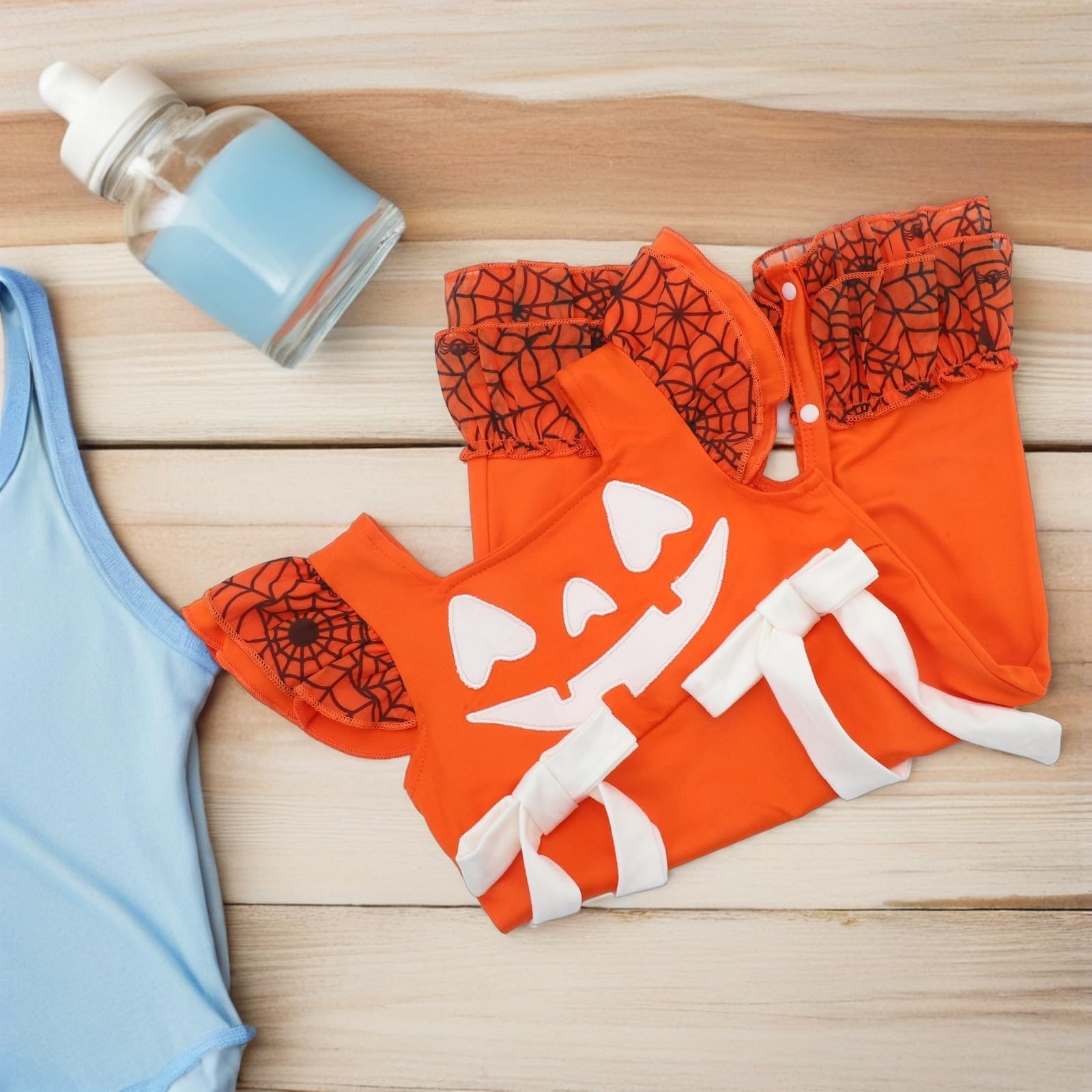 Healeved 3 Pezzi Tutina Halloween per Neonata Design a Zucca Arancione in Cotone Morbido e Traspirante, Costume a Tema Festa Comodo per Ragazzo Ragazza e Adatto a Raduni Festivi