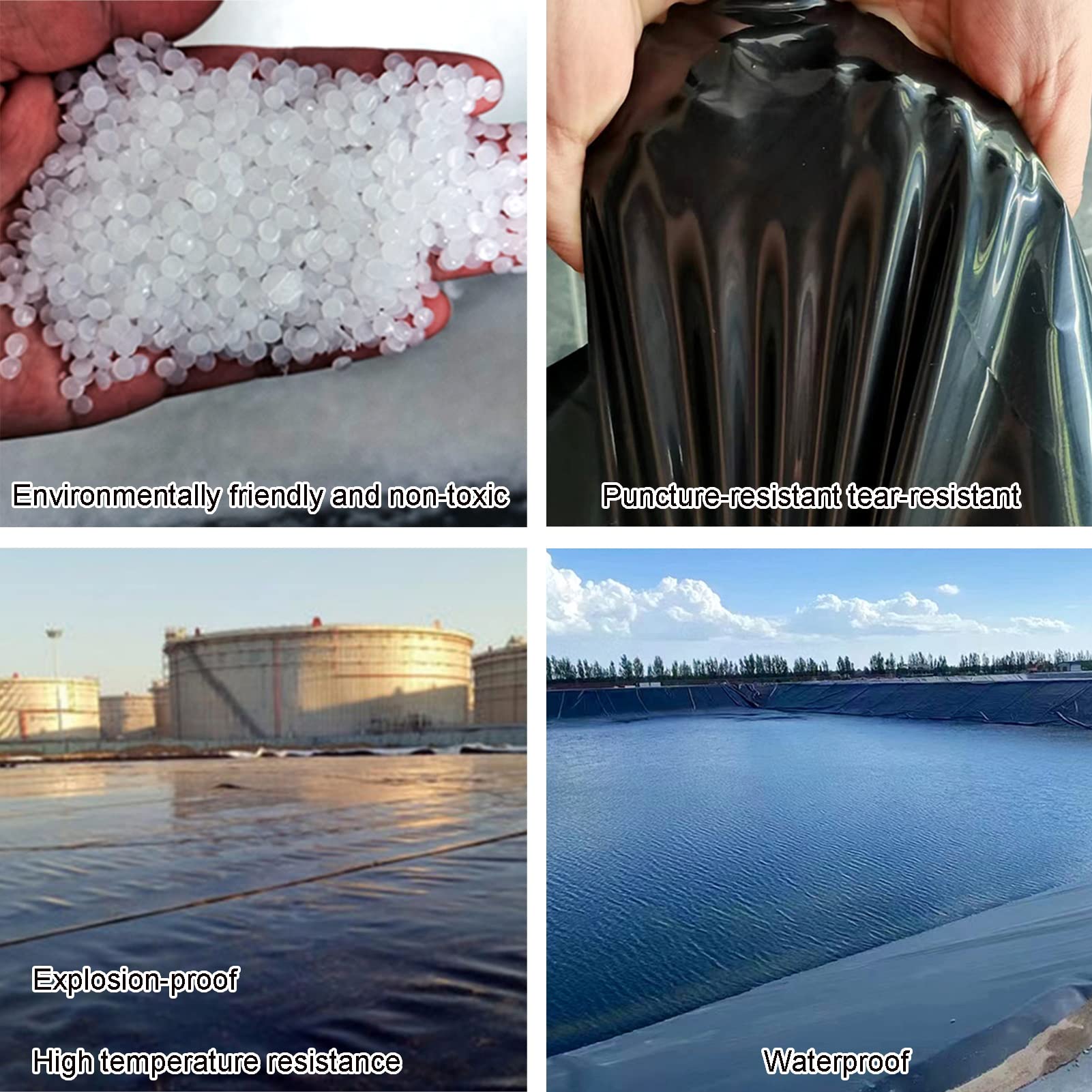 Rivestimento per laghetto da 2,0 mm, sicuro per pesci e piante, resistente ai raggi UV e alle intemperie, ideale per laghetti, fontane e giardini acquatici, 1 m x 1 m