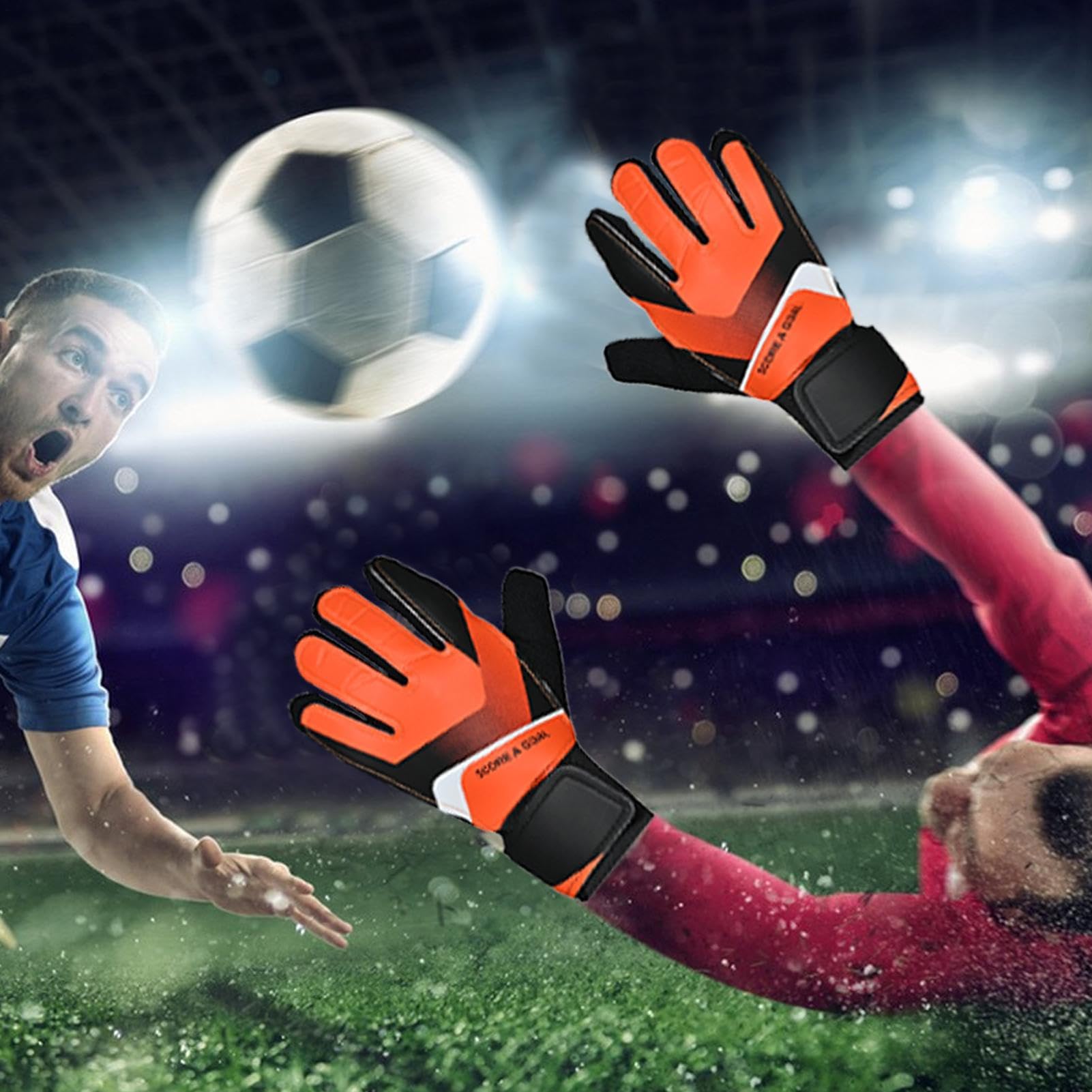 Soccer Goalie Gloves Adults, Football Goalkeeper Gloves, Breathable, Strong Grip, Wrist Protected, Football Mittens for Women Men Training and Competition, Size 8/9/10