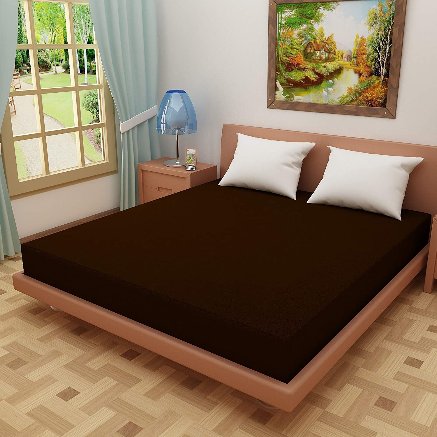 COZY FURNISH Waterproof Cotton Terry Queen Mattress Protector | Breathable & Noiseless with TPU Layer | Fitted Style with 5'' Deep Pocket & Elastic All Around | 60X78 Inches-image-4
