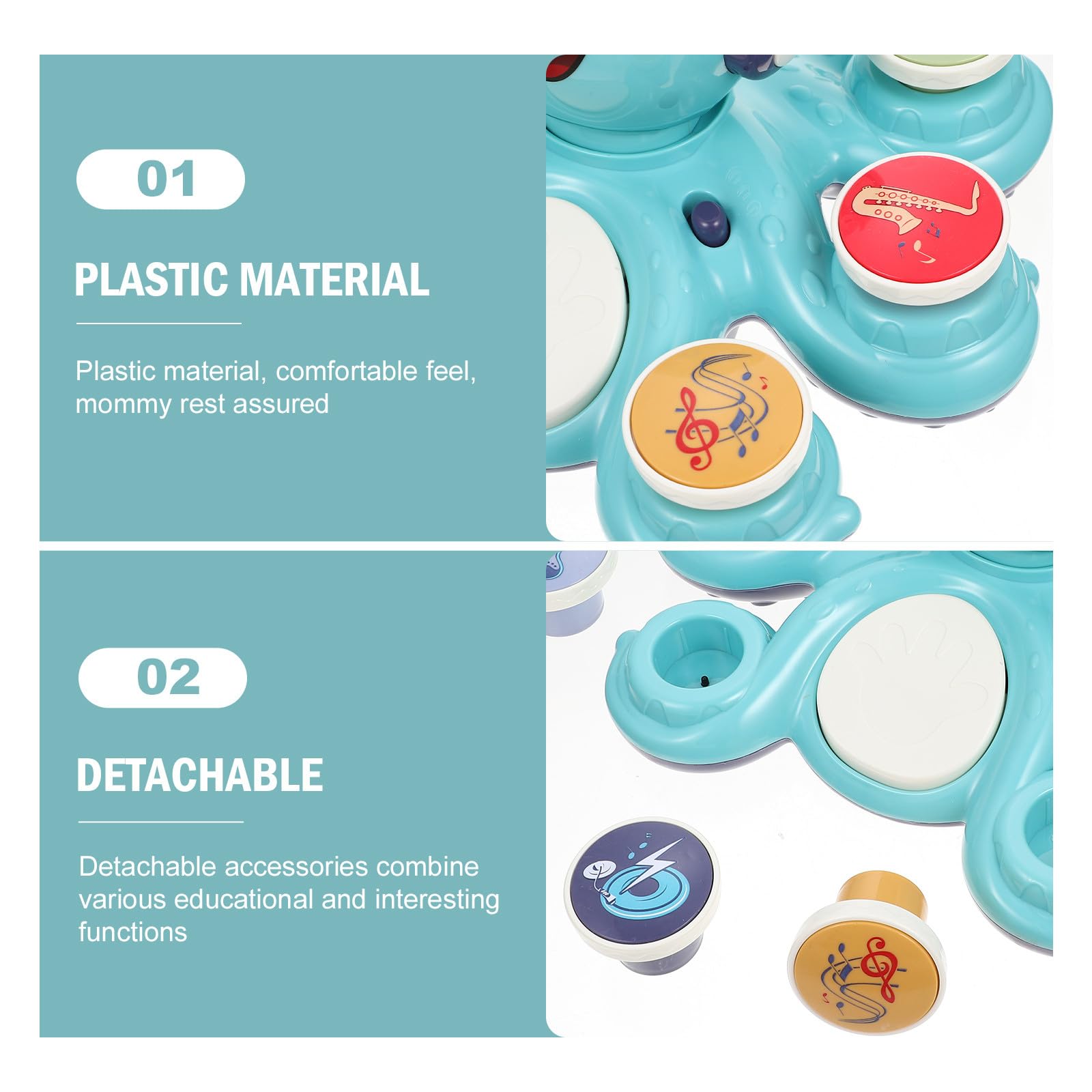 Alasum Jouet Musical Lumineux de Pieuvre Bleu en Plastique