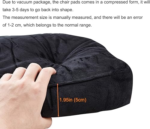 Miniatura 4 de Big Hippo Almohadillas cuadradas para silla con lazos, almohadillas de asiento suaves y gruesas para oficina, hogar o automóvil, 17 x 17 pulgadas