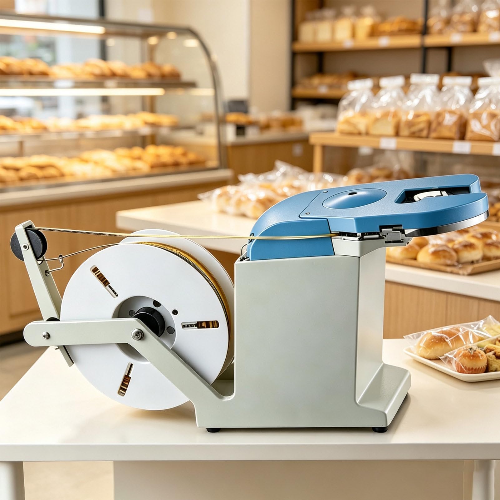 Pvxa Semi-Automatic Twist Tie Machine, Bakery & Deli Twist Tie Machine, Secure Sealing and Bundling in Bread, 40 Ties/Min Bag Closure, W/ 1 Roll Twist Ties Wire