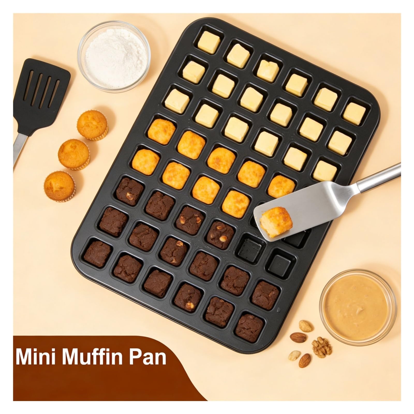 Generico Teglia da forno for mini muffin in acciaio al carbonio 48 cavità, teglie antiaderenti for cheesecake, for cucina