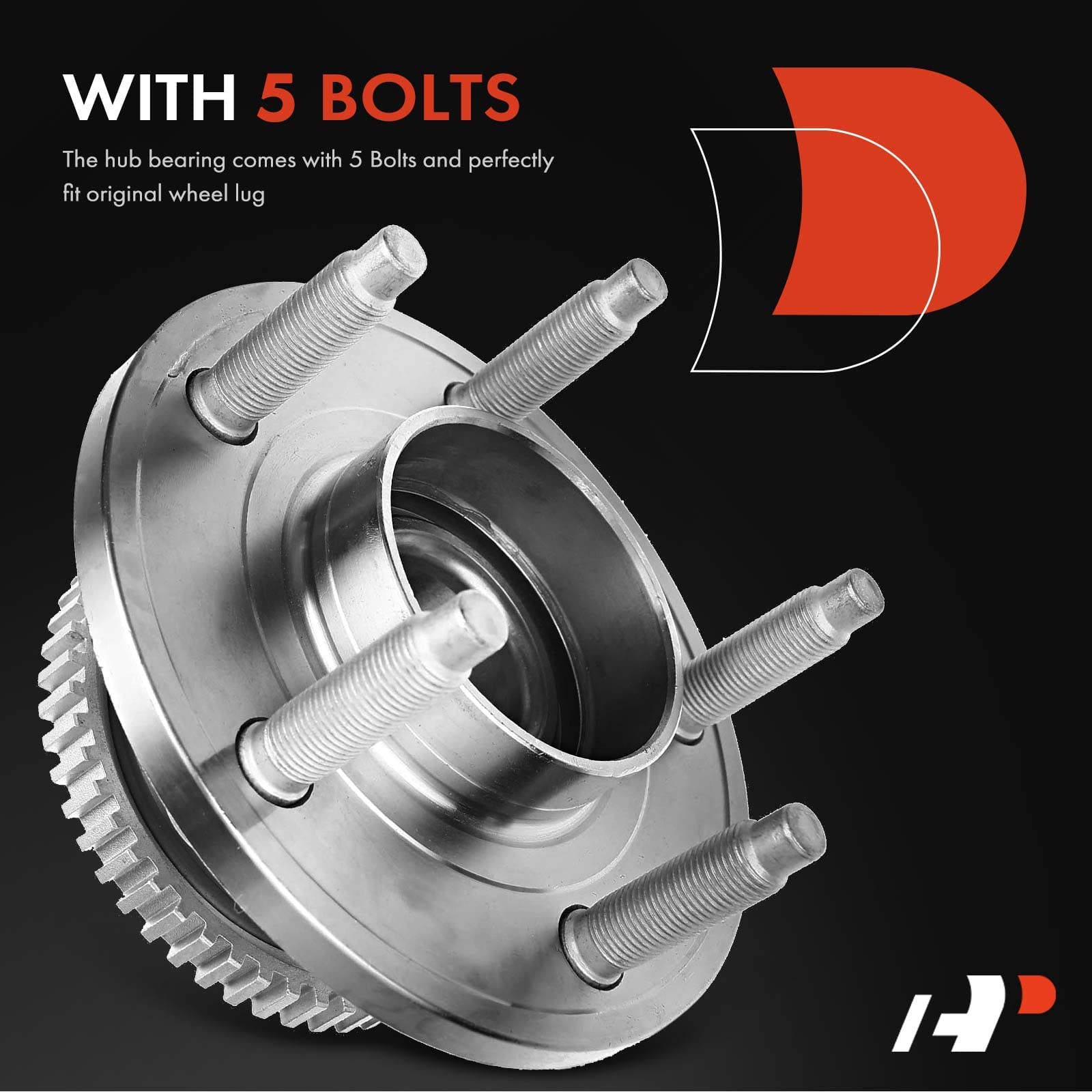 A-Premium 2 x Front Wheel Bearing and Hub Assembly with ABS Ring & 5-Lug Compatible with Ford Mustang 2005-2014, Avanti Avanti 2005-2007, Replace # 513221