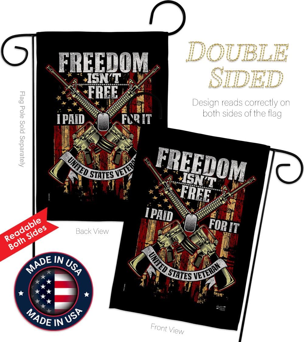 Freedom Isn't Free Garden Flag Set Wall Holder Armed Forces Branches Support Honor United State American Military Veteran House Banner Small Yard Gift Double-Sided, Made in USA